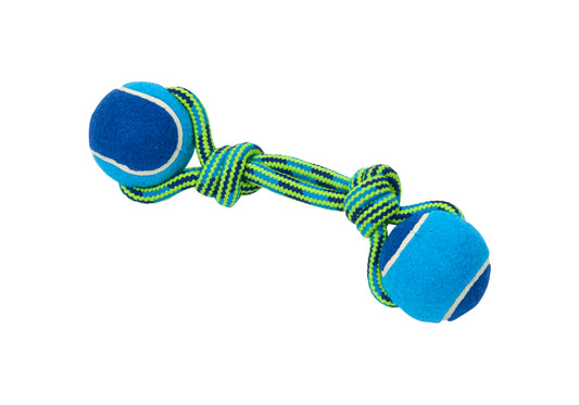 BUSTER Colour Tuggaball Double Tennisball, blå/lime, M, 23 cm