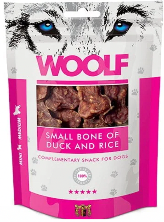 WOOLF SMALL BONE OF DUCK AND RICE 100G