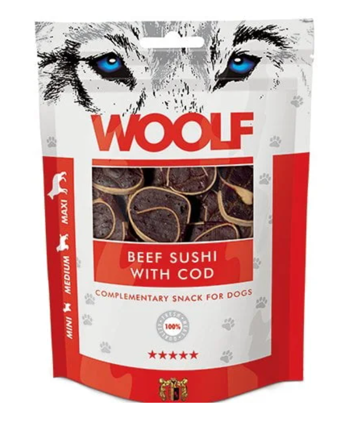 WOOLF BEEF SUSHI WITH COD 100G